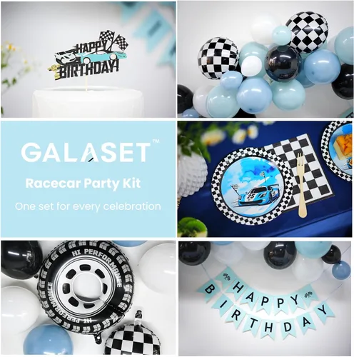 Vista 4 de Decoraciones y suministros listos para fiestas de autos de carreras para todas las ocasiones: cumpleaños, fiestas de adultos y niños y más