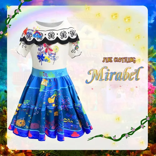 Vista 4 de Esvaiy Encanto Isabella Dress Mirabel Costume for Girls Cosplay Princess Dresses Outfit for Halloween Dress