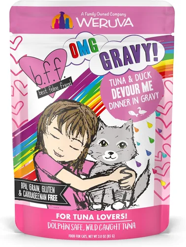 Vista 25 de Weruva B.F.F. OMG - Best Feline Friend Oh My Gravy!, Booya! - Alimento para gatos con carne de res y pollo en salsa, bolsa de 2.8 onzas