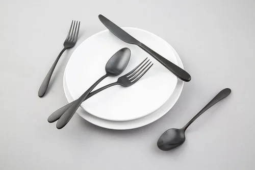 Vista 2 de Cambridge Silversmiths Poet Black Satin - Juego de cubiertos de 20 piezas, servicio para 4