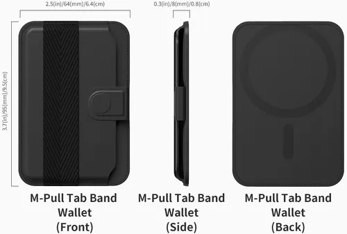 Vista 6 de Sinjimoru Cartera magnética Pull & Expulse para iPhone, agarre de dedo para tarjetero MagSafe, compatible con MagSafe Wallet, banda M-Pull Tab