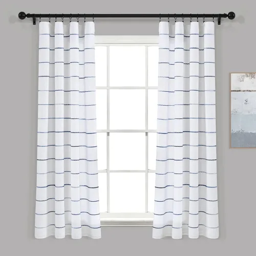 Vista 11 de Lush Decor Paneles de cortina de ventana de algodón teñido con hilo de rayas degradadas, par de cortinas de 40 pulgadas de ancho x 63 pulgadas