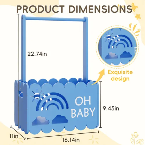 Vista 2 de Caja de madera para baby shower para niños y niñas, regalos de canasta para nuevos padres, regalo de bienvenida para bebé, adecuado para el embarazo