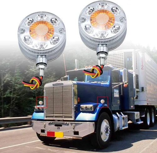 Vista 6 de Astra Depot 2 piezas de luz de cara doble de 3" redondas, 24 LED, color rojo, ámbar y blanco, para remolque de camión semi, tractor, vehículo largo