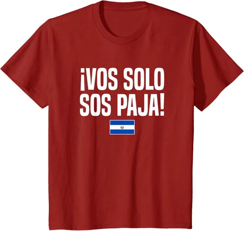 Vista 71 de Camiseta Vos Solo Sos Paja Salvadoran Slang Bandera de El Salvador, Negro