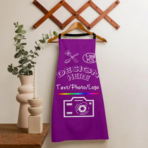 Vista 3 de Delantal personalizado para mujeres y hombres, haz tu propio nombre, foto personalizado, delantal de cocina de chef, 1-100 piezas delantales