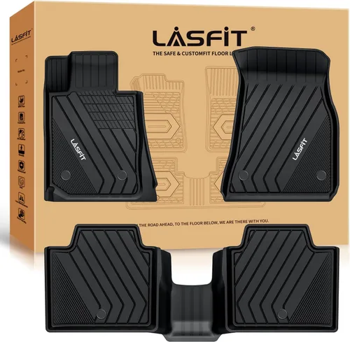 Vista 25 de LASFIT - Tapetes de suelo y maletero de auto, ajuste personalizado, de TPE, para todo tipo de clima, impermeable, juego completo, negros