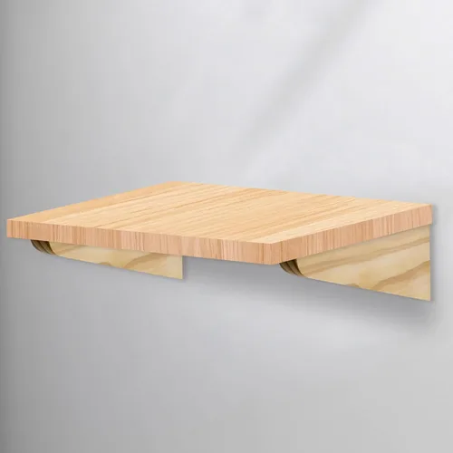 Vista 5 de Paquete de 2 soportes de estante de madera para montaje en pared Amarillo claro