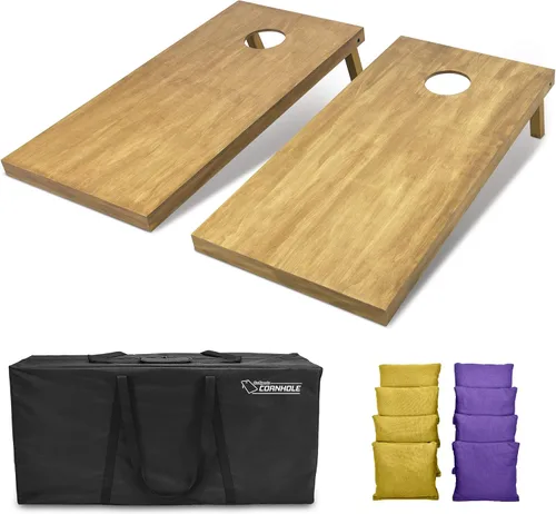 Vista 13 de GoSports 4 ft x 2 ft Regulation Size Wooden Cornhole Boards Set with Light Brown Finish - Includes Carrying Case and Bean Bags Negro- gris