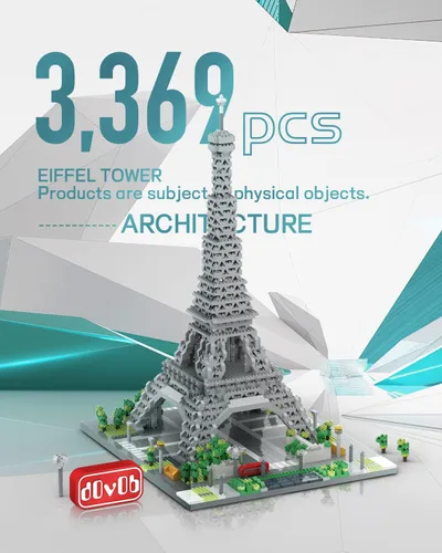 Vista 3 de dOvOb Architecture - Juego de microbloques de la Torre Eiffel, 3369 piezas de mini ladrillos 3D, juguete de rompecabezas 3D, regalo para adultos