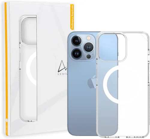 Vista 13 de ARMOR Signature - Funda compatible con MagSafe, para iPhone serie 13 (iPhone 13, gris cristal con cinta gris)