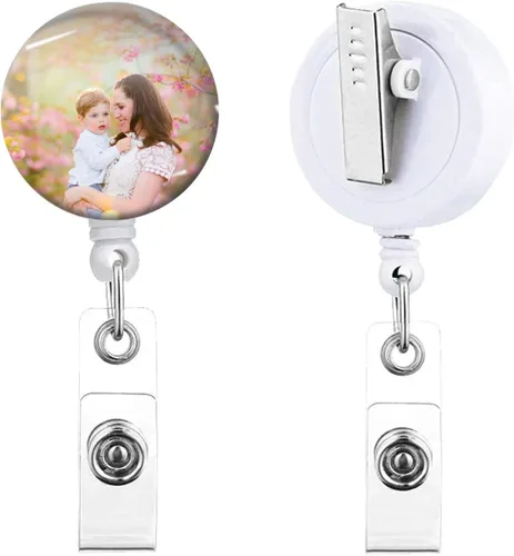 Vista 9 de Soporte retráctil personalizado para carrete de insignia con clip, soporte de insignia ABS para enfermera, empleado, oficina