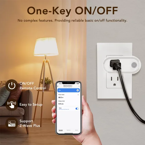Vista 3 de NEO Z-Wave Plus Smart Mini Plug, toma compacta Z-Wave para automatización del hogar, funciona con Smartthings, función básica de encendido/apagado