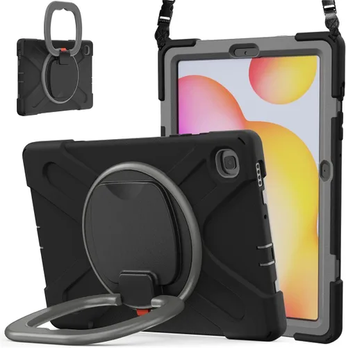 Vista 17 de 360 Rotation Case for Galaxy Tab ActivePro/Tab Active4 Pro/Active 5 Pro 10.1" Sturdy Cover Rotate Ring Stand Shoulder Carrying Strap Hand Strap