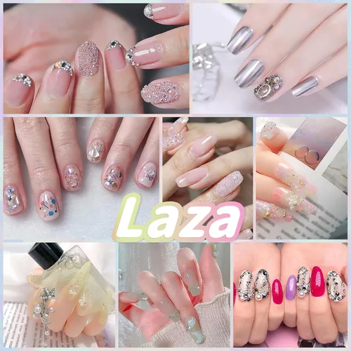Vista 6 de Laza Cuentas de caviar para uñas de 2 colores, cuentas de micro pixie de 0.024-0.031 pulgadas (0.6-0.8mm), cuentas de burbujas de vidrio, gotas