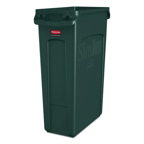 Vista 17 de Rubbermaid Commercial Products - Basurero de reciclaje, diseño rectangular con canales de ventilación, modelo Slim Jim, Beige