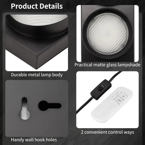 Vista 9 de yeesport Lámpara de Pared con Señal de Tráfico, Luz LED de Tráfico Retro con Control Remoto, Luz de Stop para Dormitorio Infantil, Luz Decorativa