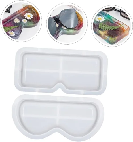 Vista 3 de Moldes de silicona para vasos, 2 piezas, moldes de fundición de epoxi, accesorios de cuentas de purpurina