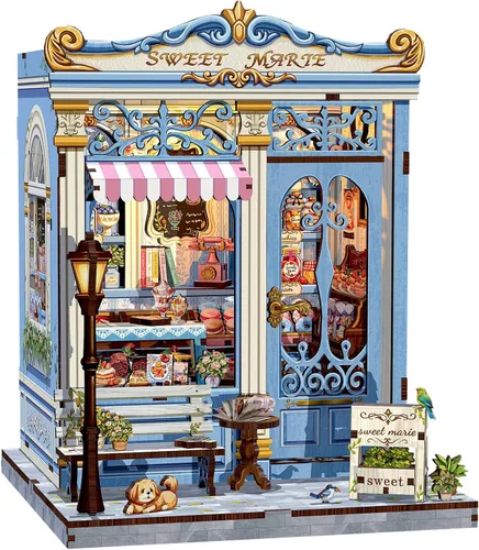 Vista 10 de CUTEBEE - Kit de rincón de libros - Kit de casa de muñecas en miniatura DIY para adultos, decoración de estantería de casa pequeña Booknook