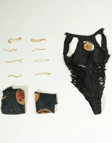 Vista 7 de haikyuu Traje de baño de una pieza para mujer, traje de baño cruzado sin espalda, estilo gótico