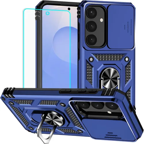 Vista 25 de HNHYGETE Funda para Samsung A13 5G, Galaxy A13 5G con protector de pantalla, soporte giratorio de grado militar de 360° (resistente), fundas Negro