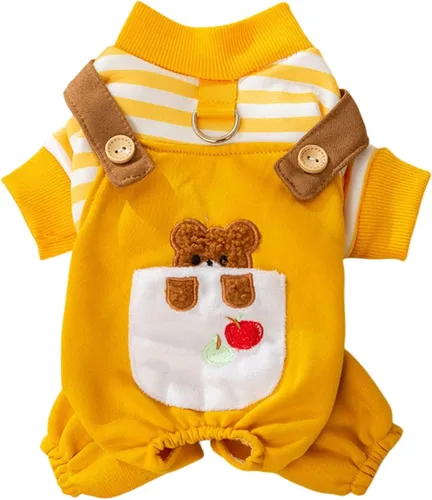 Vista 6 de Overol para perro con diseño de rayas para mascotas, overol para perros pequeños, pantalones de otoño e invierno para perros