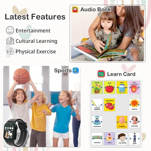 Vista 6 de Reloj Inteligente para Niños de 32 Juegos para Niños de 5 a 12 Años, Reloj Inteligente para Niños con Pantalla Táctil HD, Cámara de Video