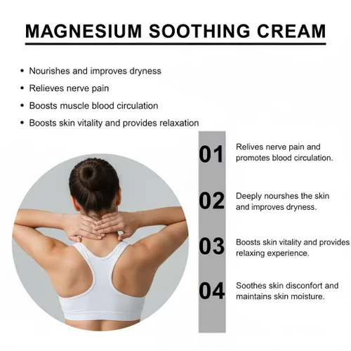 Vista 4 de Crema de alivio de neuropatía de magnesio, loción calmante natural para comodidad nerviosa y muscular, magnesio de pies y piernas de rápida