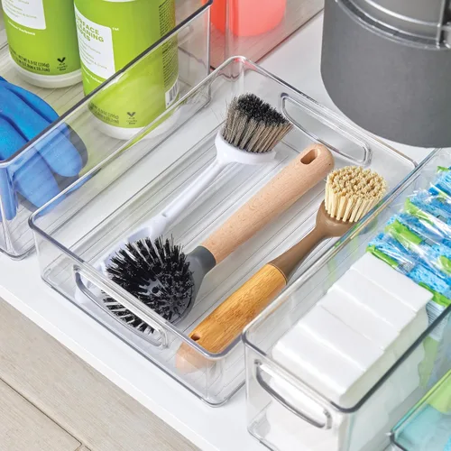 Vista 3 de iDesign - Papelera apilable para despensa de cocina, refrigerador o almacenamiento en congelador, transparente, fabricada en EE. UU Armarios