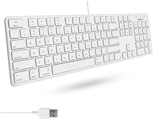 Vista 9 de Macally Teclado USB ultradelgado con cable con teclado numérico para Apple Mac Pro, MacBook Pro/Air, iMac, Mac Mini, computadoras portátiles