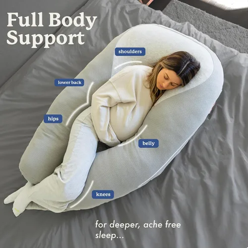Vista 9 de Plufl Hugl - Almohada corporal refrescante para adultos, hecha con espuma viscoelástica, almohadas de maternidad en forma de U, ideales