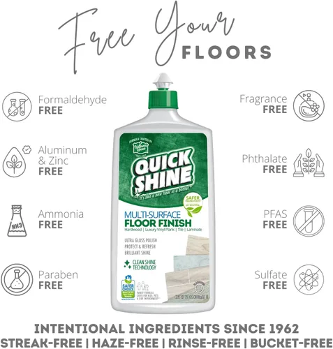 Vista 5 de Quick Shine Limpiador de pisos y esmalte de suelos multisuperficie con tecnología Clean Shine botellas de 2 a 27 onzas Uso en madera dura