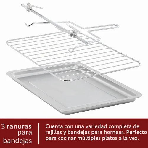 Vista 4 de MegaChef Horno Tostador Digital de Convección Multifunción de Puerta Francesa de 30 Cuartos con Juego de Rosticero y Ajustes Preestablecidos