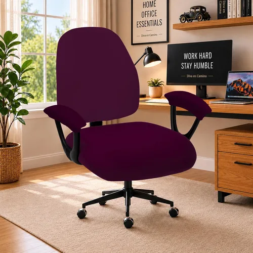 Vista 99 de Fundas elásticas resistentes al agua para sillas de computadora - Protectores lavables para respaldo giratorio y asiento para mascotas - Negro