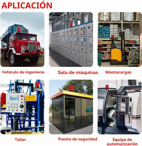 Vista 8 de Luz de sirena estroboscópica LED, lámpara intermitente giratoria industrial baliza 9 tonos cuerno 120dB para camión, carretilla elevadora, taller