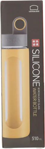 Vista 6 de LocknLock I Shape - Botella de agua deportiva de silicona resistente al calor, vidrio borosilicato, 17 onzas, amarillo
