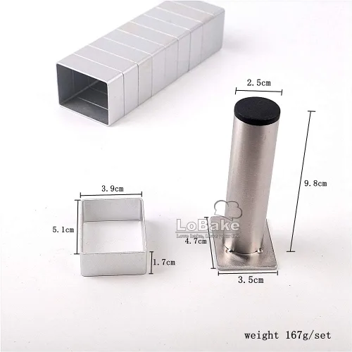 Vista 2 de LoBake Molde rectangular de aluminio para pastel de piña de acero inoxidable presionando sello mooncake molde fondant galletas moldes DIY
