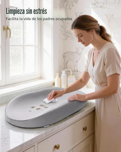 Vista 2 de Blissful Diary Cambiador de bebé de cuero vegano con cubierta de poliuretano impermeable y fácil de limpiar, tamaño aguacate, cómodo cambiador
