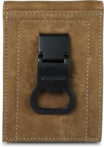 Vista 9 de WOLVERINE Men's Slim Wallet Money Clip RFID Protection ID Window Leather Canvas