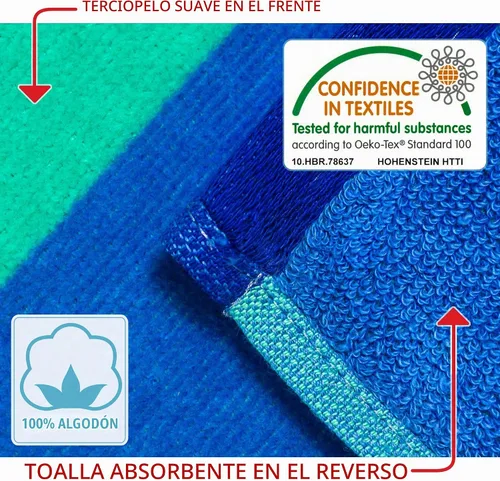 Vista 7 de Softerry - Toalla de playa extrasuave de 30 x 60 pulgadas, toalla absorbente estilo cabaña a rayas, estilo piscina y resort, 100% algodón