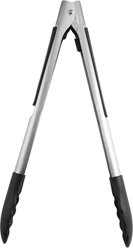 Vista 3 de Farberware Pinzas de cocina de silicona profesional de 12 pulgadas, mecanismo de bloqueo con una sola mano, agarre festoneado, pinzas de cocina