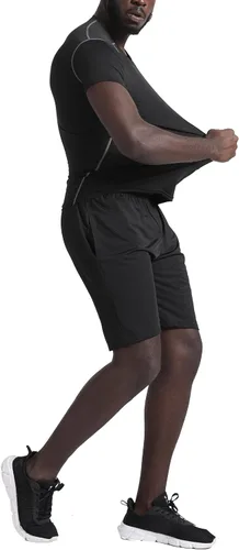 Vista 2 de BUYJYA 5 piezas de pantalones de compresión para hombre, camisa de manga larga, conjunto atlético, ropa de gimnasio, entrenamiento, regalo del día