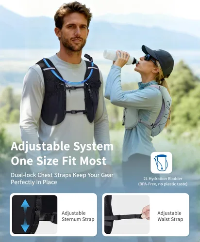 Vista 5 de ECOHUB Mochila de hidratación para correr, mochila ligera de hidratación para senderismo, ciclismo, maratón, mochila para mujeres y hombres