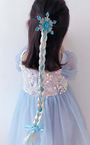 Vista 6 de Sheliky Pelucas de vestir de princesa, peluca larga trenzada con diadema para niñas, cosplay, accesorio de disfraz de princesa, 2 piezas (01)