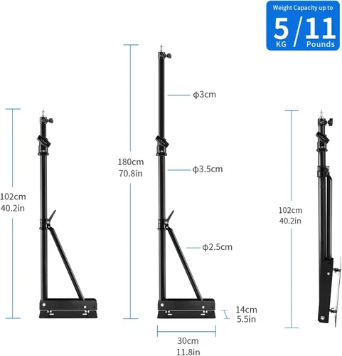 Vista 7 de Selens Brazo triangular para montaje en pared, longitud máxima: 5.9 pies/70.9 in, soporte de pared para cámara de rotación flexible de 180°