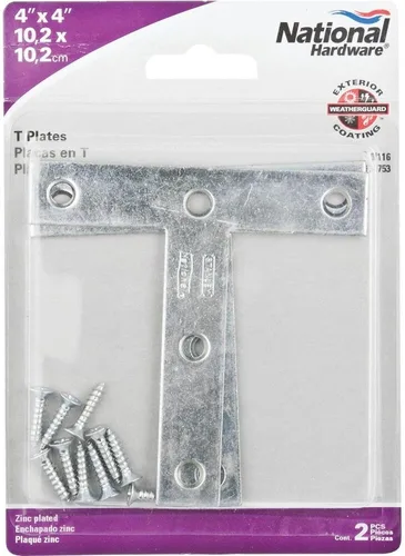 Vista 2 de NATIONAL/SPECTRUM BRANDS HHI N113-753 Placa T de zinc de 4 x 4 pulgadas, paquete de 2