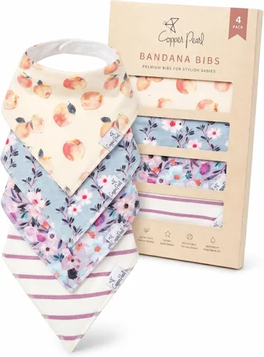 Vista 14 de Copper Pearl Baberos tipo bandana para bebé, paquete de 4 baberos de algodón suave para babear y dentición, absorbentes, ajuste ajustable, muchos