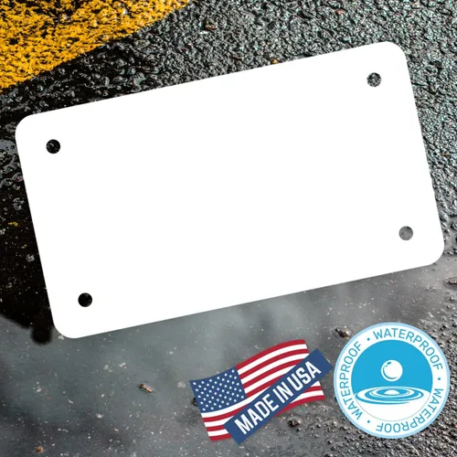 Vista 4 de 4 x 7 pulgadas, blanco para placa de tocador de motocicleta