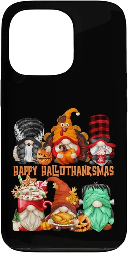 Vista 10 de iPhone 16 Halloween Thanksgiving Christmas Gnomes Happy Hallothanksmas Case