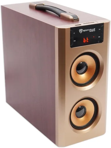 Vista 3 de Rockville Sistema de altavoces compacto de cine en casa RHB70 con Bluetooth/USB/FM, madera de cerezo Bluetooth, USB, tarjeta SD, RCA Aux